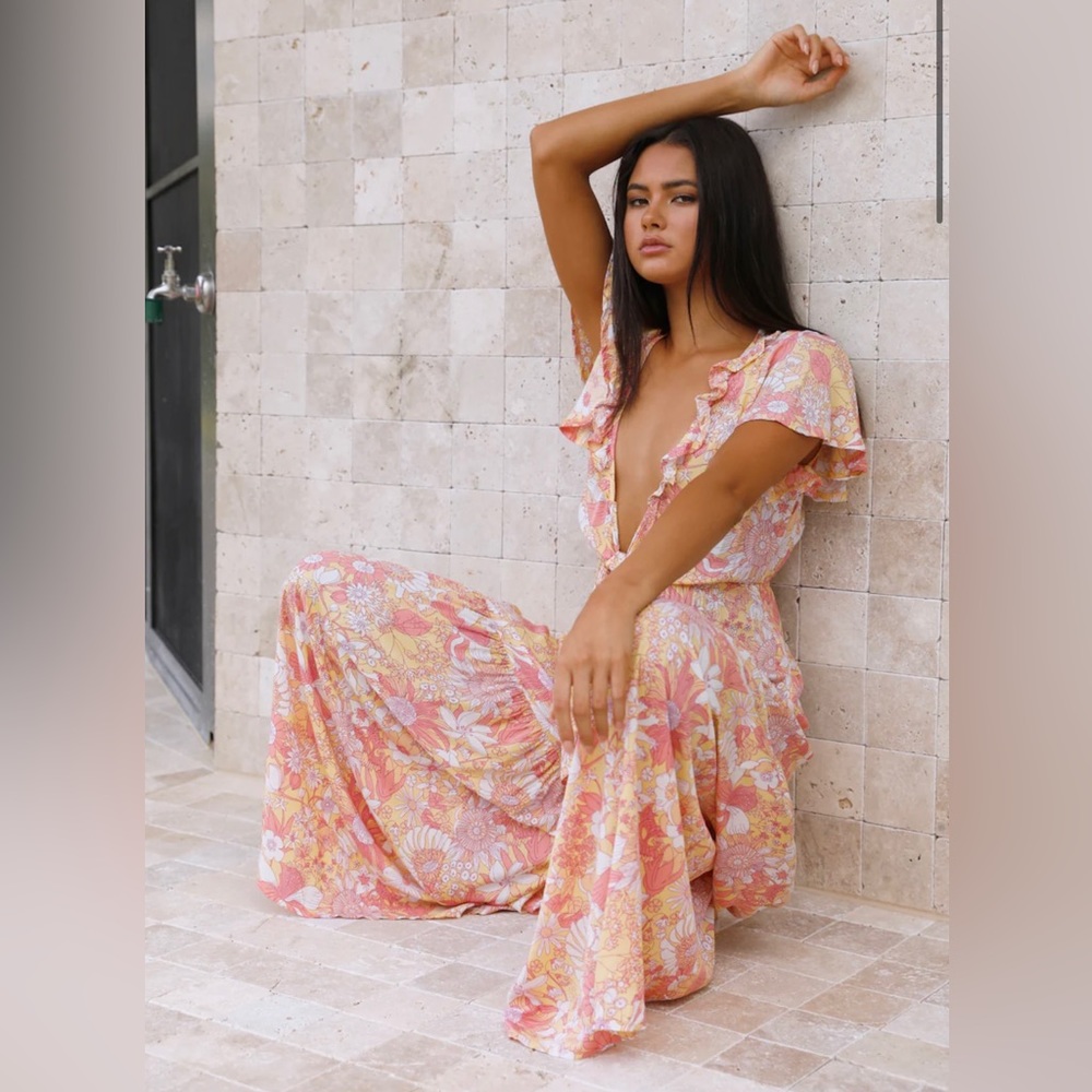 Hello Molly Floral Jumpsuit in Pink and Yellow